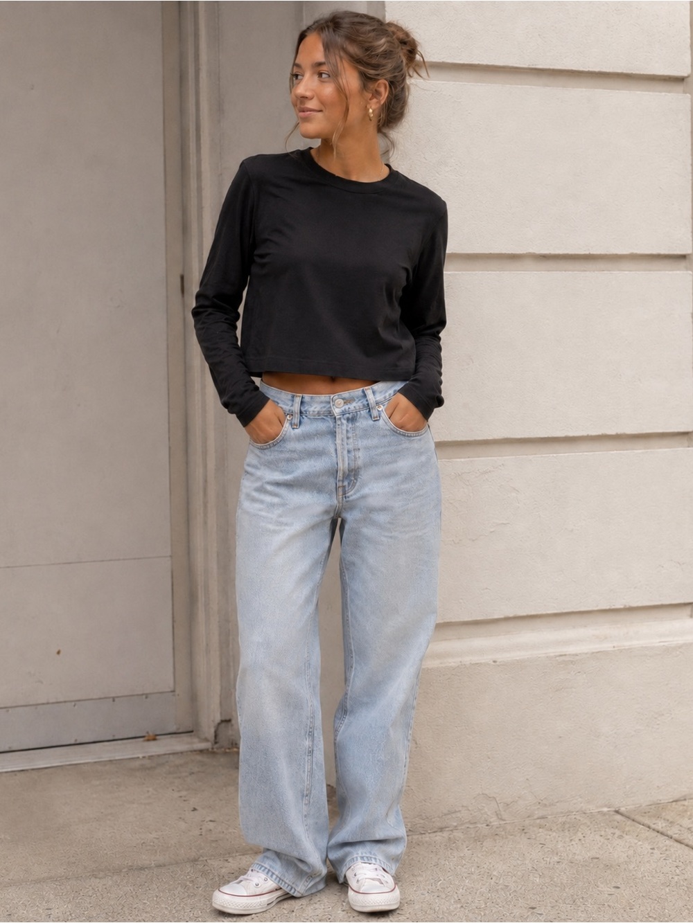 AYR Black Long-Sleeve Cropped Tee
